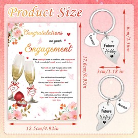 Engagement Card for Couple, Engagement Gifts Card with Envelope and 2 Keyrings, Funny Engaged Present for Couples, Friends, Both of You, Blank Inside