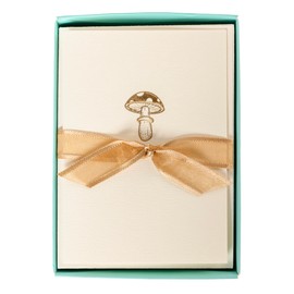 Graphique Mushroom Cards, Pack of 10 Cards with Envelopes, All Occasion Greetings, Blank Inside, Gold Foil Embossing, La Petite Press Collection Boxed Set, 3.25" x 4.75"