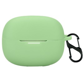 QWYJ Funda para Redmi Buds 8 Pro/Buds 6 Pro Case Carcasa Protectora de Silicona Funda con Mosquetón Llavero Anti-perdida (Matcha Verde)