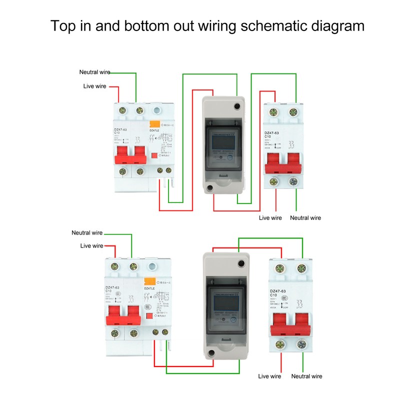 Single Phase Energy Meter LCD Backlit Display 35mm DIN Rail
