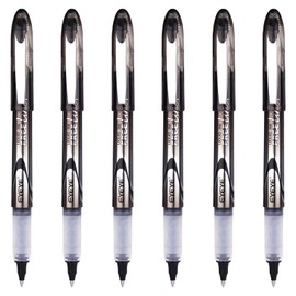 EYEYE Rollerball Pen Black Medium Point, 6 Pack Quick Dry Liquid Ink Roller Ball Pens 0.7mm, Ink Pens Fine Point Smooth Writing Pen for Journaling, Note Taking, Office, School Supplies