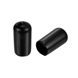 sourcing map 50pcs Round Rubber End Caps 7/16"(10.5mm) Black Vinyl Cover Screw Thread Protectors