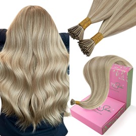 YoungSee Itip Hair Extension Real Human Hair Blonde Itips Hair Extensions Golden Blonde Highlight Tip Hair Extension for Long Hair 24 Inch Hair Extensions Keratin Hair Extensions No Damage 50g 50s