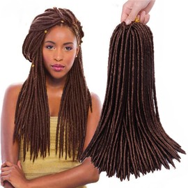 Haolocs 6Pcs/Lot Straight Faux Locs Crochet Hair 18 Inch Soft Pre Looped Dreadlock African Roots Braid Synthetic Braiding Hair Extension for Black Women (#30, 18 Inch)