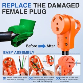 Nilight 30 Amp RV Replacement Plug Receptacle 125 Volt Heavy Duty Female Socket Plug with Handle ETL Listed RV NEMA TT-30R Plug for RV Camper Caravan Motorhome Van Trailer