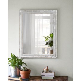 MWAZZLL Wall Mirror with Rustic Wood Frame Rectangle Mirrors for Wall Decorative Hanging Mirror for Bathroom Bedroom Farmhouse Living Room Small