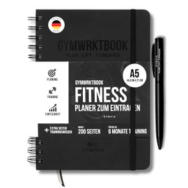 GYMWRKT Premium Training Diary Strength Training German with Pen - A5 - Gym Log Book, Fitness Diary to Fill In - Workout Planner, Fitness Journal for Men & Women - Training Planner
