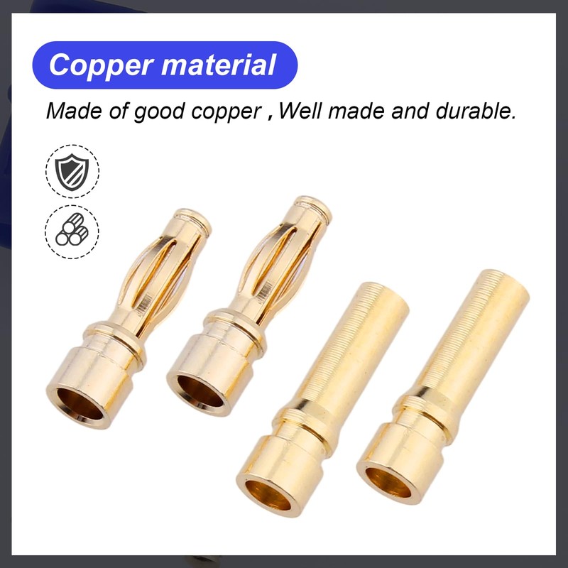 Hobbypark 5 Sets EC2 Connector 2mm Gold Bullet Banana Plugs
