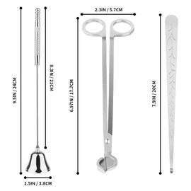Kirecoo 3 in 1 Candle Accessory Set, Candle Wick Trimmer Cutter, Snuffer, Dipper, Wick Care Kit with Trimmer, Dipper and Extinguisher (Silver)