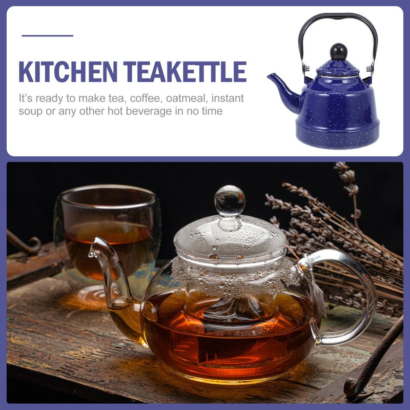 DOITOOL Enamel Tea Kettle Vintage Enamel Teapot 1.1 L Porcelain