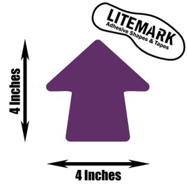 LiteMark Durable Gloss Finish Purple 4 Inch X 4 Inch Round Arrow Decal Vinyl Stickers | Great for Floors, Ceilings, Walls, and Most Smooth Surfaces | (Pack of 16 Arrows)