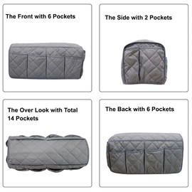 Bellcon Sofa Armrest Organzier for Remote Control Holder with 14 Pockets for Recliner Organizer Armchair Caddy Organizer for Glasses Keys Phones ipads Storage, Gray