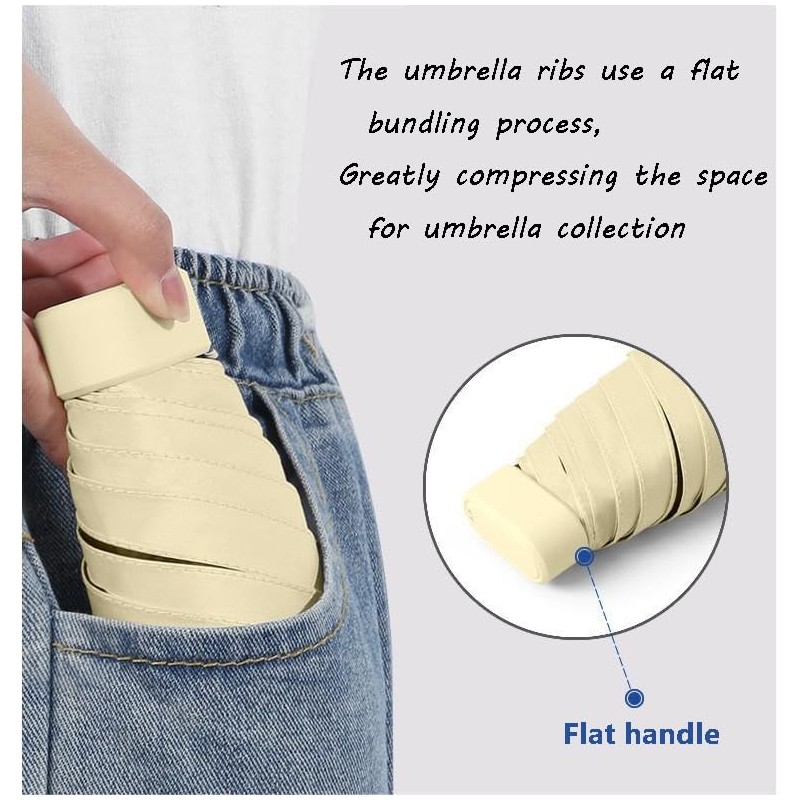 WULUN Mini Travel Parasol Folding Compact Portable Umbrella with Storage