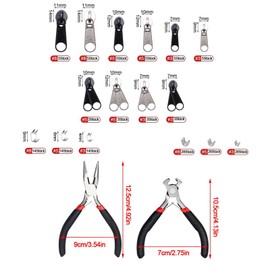 Zip Repair Kit, 171-Piece Replacement Zip Set, Zip Repair Set, Zip with Pliers, Zip Repair Jacket, Zip Set (3 Sizes: #3/5/8)