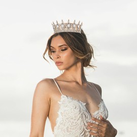 IMIKEYA Kristall Krone Damen Prinzessin Diadem Krone Kristall Strass Brautkrone Hochzeit Diadem Haarschmuck Dekoration für Hochzeit Verlobung