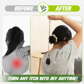 5 in1 Telescoping Back Scratcher with Detachable Heads, Portable Extendable Backscratchers Gifts for Women Men, Stocking Fillers, Metal Stainless Steel Massager/Backslap for Scratching (Black 5-in-1)