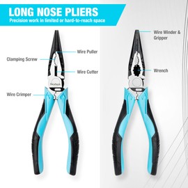 DURATECH 3Pcs High Leverage Pliers Set | 200mm Combination Pliers | 160mm Diagonal Cutting Pliers | 160mm Long Nose Pliers | for Home and Professional Use