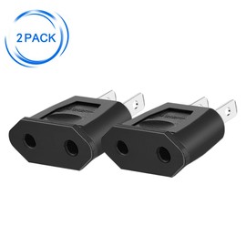 JORINDO (Black-2pcs) Socket Plug Adapter Europe EU Euro to US Travel Charger AC Power Converter，US 2 pin Plug to EU 2 Hole Socket Power Jack Wall Plug Converter Travel Adapter,4.0mm Hole