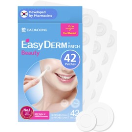 EasyDerm Beauty Patch(42 Counts) - 100% Hydrocolloid Pimple Patch for Zit Spot Care, K-beauty, Daewoong Pharmaceutical Stocking Stuffer Holiday Gift MUST HAVE