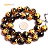GEM-inside Natural 14mm Black Agate Beads Carved Golden Phoenix Unisex