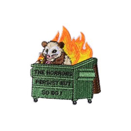 AKIKOPATCH The Horrors Persist But So Do I Iron On Patch, Size 3" Possum Dumpster Fire Patches for Clothes Backpacks Hats Jeans Bags, Embroidered Patches, Iron On Fabric Patches DIY Gift for Boy Girl