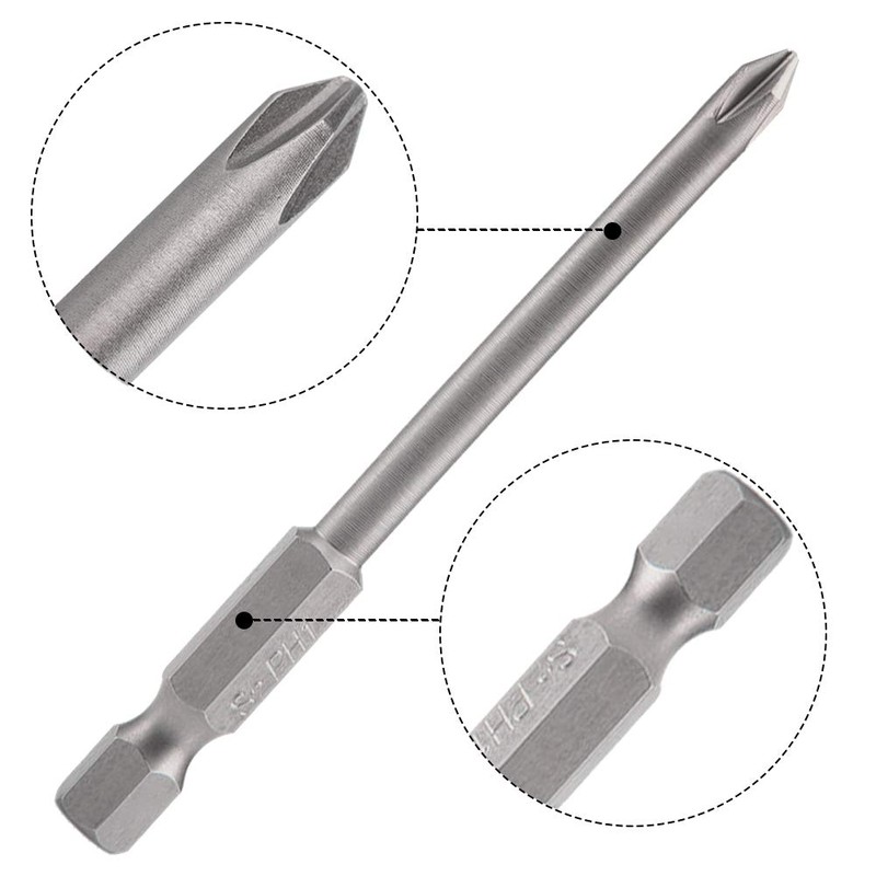 Saipor 8-Piece 75 mm Long Phillips Screwdriver Bits Set S2