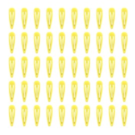 50 Pack Enamel Solid Yellow Snap Hair Clips for Women, 2 lnch No-Slip Barrettes for girls,Toddlers,Metal Hair Accessories (50pcs Yellow)
