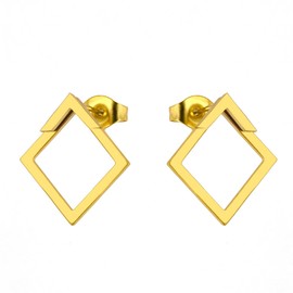 KKJOY Water Droplet Stud Earrings Stainless Steel Geometric Square Stud Earrings Dainty Ear Jacket Fashion Triangle Earrings Jewelry Gift for Women Charming Ladies