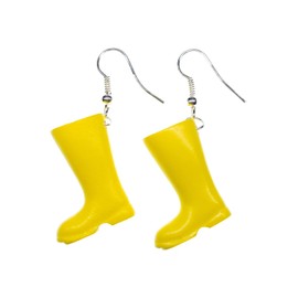 Miniblings Wellington Boots Yellow Earrings Hanging Boots Rain Garden Earrings – Handmade Fashion Jewellery I Earrings Silver Plated, Metal