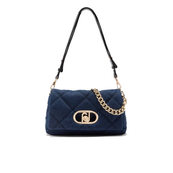 LIU.JO Umhängetasche aus gepolstertem Denim, Marineblau, goldene Kette, dekorativer Verschluss