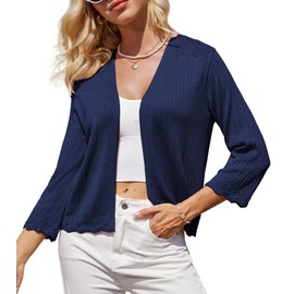 GRACE KARIN Women's Bolero Jacket Lightweight Front Open Short Sleeve Festive Cardigan, blue