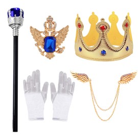 Mecamelon King Prince Charming Costume for Boys Kids Medieval Cosplay Dress Up Royal Outfits (White, 5-6 Years)