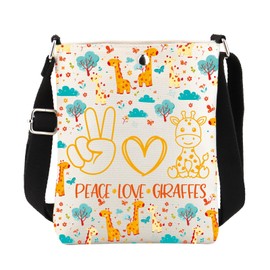 FUSTMW Giraffe Gifts for Women Giraffe Crossbody Bag Gifts for Giraffe Lovers peace love giraffes Cross Body Bucket Bag, Giraffe Body Bag