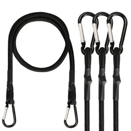 Bungee Cords with Carabiner Hooks, 36 inch Bungee Cords Heavy Duty Outdoor, 1/3 Inch Black Extra Strong Elastic Cord for Tents, Tarps, Motorcycles, Garden Strapping (4Pack) (4, Black, 36-inchs)