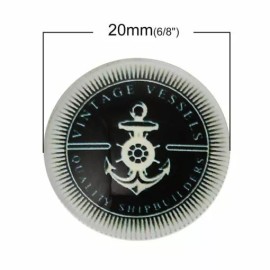 Unbranded 10 pcs Circle Compass Anchor Glass Round Dome Seals Tiles Cabochons – 20mm