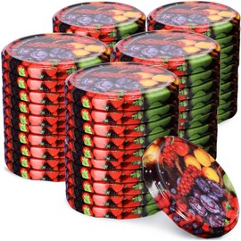 KADAX Screw Lid fi66 mm, Replacement Lid Set Made of Metal, Preserving Lids Suitable for 200 ml and 315 ml Jars, Twist-Off Lid with 4 Locking Teeth, Lid (Fruit, Pack of 50)