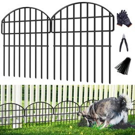 29ft (L) X 17in (H) Animal Barrier Fence, 27 Panels No Dig Fence, 1.25 in Gap Rustproof Metal Decorative Fence Border, Dog Rabbits Blocker Fence for Outdoor Yard, with Cable Ties and Cutting Plier