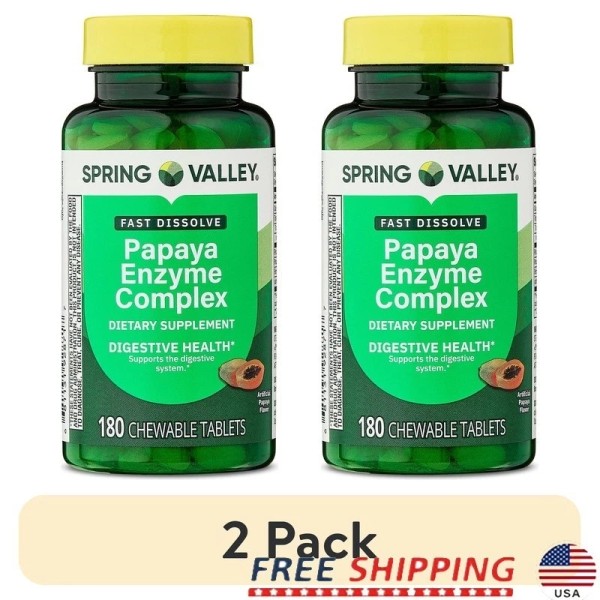 Papaya Enzyme Complex Chewable Tablets 2 Pack Digestive Health 180