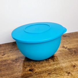 Tupperware Impressions Bowl Blue Mixing Storage #3091 4.3 Liters W/ Lid