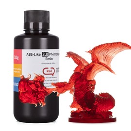 ELEGOO ABS-Like 3.0 3D Printer Resin, 405 nm UV-Curing Photopolymer Resin for MSLA/LCD/DLP 3D Printers, Improved Strength and Toughness, High Precision, Low Viscosity, 500 g, Clear Red