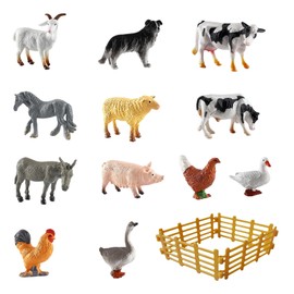 Farm Animals for 2 Year Olds, 12 Realistic Farm Animal Figures with 4 Fences, Educational Toy Set for Toddlers, Plastic Farm Animals for Kids, Farm Animal Toys for 2+ Year Olds