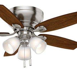 Casablanca Fan 44 Inch Brushed Nickel Ceiling Fan - Cased White Glass Light Kit (Renewed)