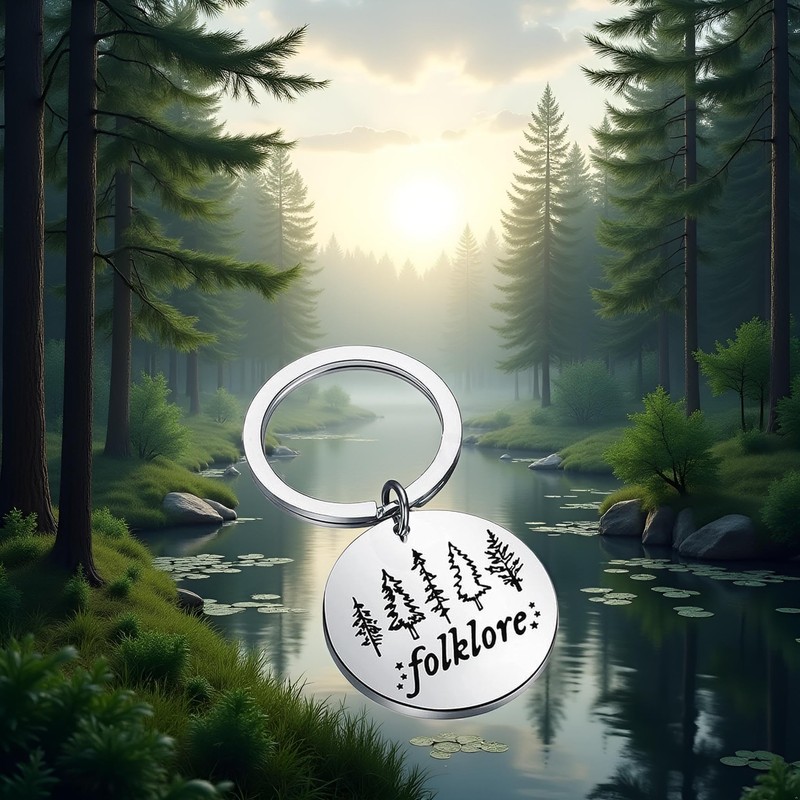 BWESOO Silver Music Gift Folklore Keychain Album Inspired Gift Fans