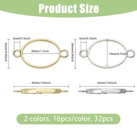 CHGCRAFT 32 Pcs 2 Color Oval Open Blank Connector Alloy Open Bezels Open Back Bezel Pendants Hollow Frame Charms for DIY UV Resin DIY Jewelry Earring Making