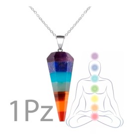 Mafab Pendulo Conico Cuarzo Natural Collar 7 Chakra Yoga Mandala