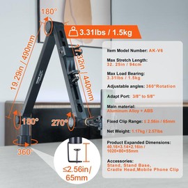 VEVOR Microphone Boom Arm, Adjustable Mic Stand with Cable Management, Desk Mount Clamp, Detachable Extension Rod, 3/8" to 5/8" Adapter, for Recording Studio Streaming Gaming Blue Yeti SM7B - Style: Mic Boom Arm