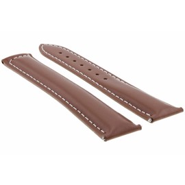 Ewatchparts 22mm Leather Watch Band Strap Clasp Compatible With 22/18 Omega Seamaster Planet Brown With White Stitching