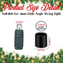 Maasechs 200pcs Christmas No Glow Caps for String Lights Wide Angle Soft Rubber String Lights Caps Black Christmas Blackout Light Cap Covers for 5mm Diameter LED to Hide Extra