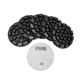 DT-DIATOOL Diamond Sanding Pad 100 mm 6 Pieces #30 for Dry/Wet Polishing Concrete Cement Terrazzo Floor