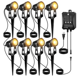YGS-Tech Low Voltage Landscape Lighting with Transformer, 12V-24V LED Low Voltage Landscape Lights, IP65 Waterproof, 3000K Warm White Spotlights for Yard, Garden, Pathway, and Trees (8 Pack)